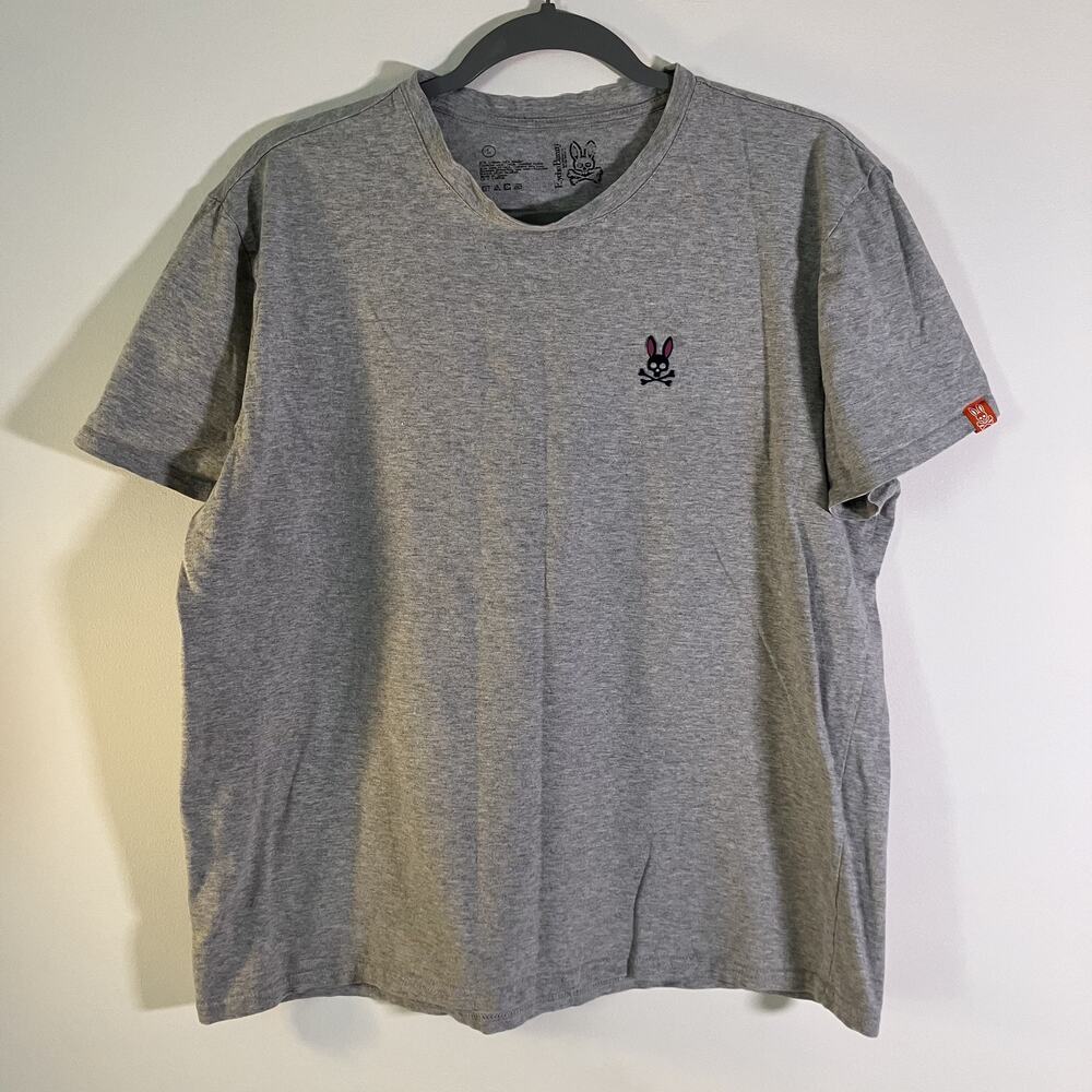 Psycho Bunny‎ Shirt Mens Large Gray Crewneck Bunny Skull Crossbones Graphic Tee